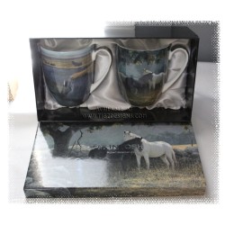 McIntosh Fine Bone China Gift Boxed Set of (2) Robert Bateman Horses (or) Grizzly Bears